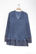 Navy T-shirt with lace