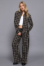 Black Taupe Wide Leg Plaid Woven Pants