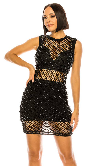 Black Pearl Fishnet Beach Dress