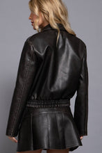 Hazelnut Long Sleeve Wash Effect Faux Leather Jacket