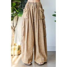 Coffee Washed 3D Pocket Slouchy Wide Leg Oli+Hali Pants