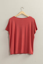 Brick V Neck Dolman Short Sleeve Top