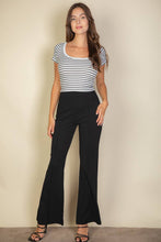 High Waist Stretch Crepe Flare Pants: Black / M