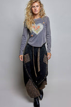 Black Multi High Rise Thermal French Terry Knit Patch Jogger POL Pants