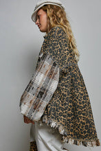 Allover Print Pattern Raw-Edge Fringe Trim Shirt Jacket: CHOCO MULTI / L