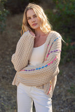 Ivory Multicolor Stitch Knit Cardigan