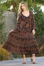 Black V Neck Smocked Bust Bell Sleeve Maxi Dress