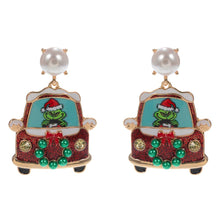 Pink Green Monster Holiday Car Dangle Earrings