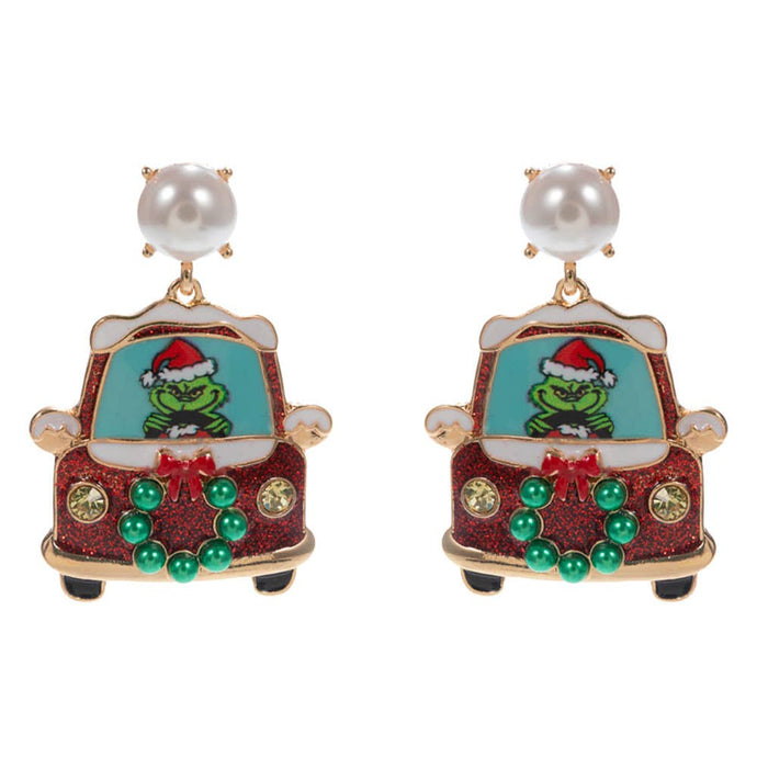 Red Green Monster Holiday Car Dangle Earrings