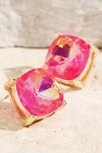 Hot Pink Faceted Glass Stud Earrings