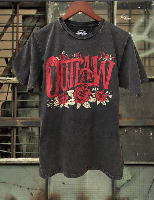 Faded Black Outlaw Vintage Relaxed Acid Wash unisex Tee