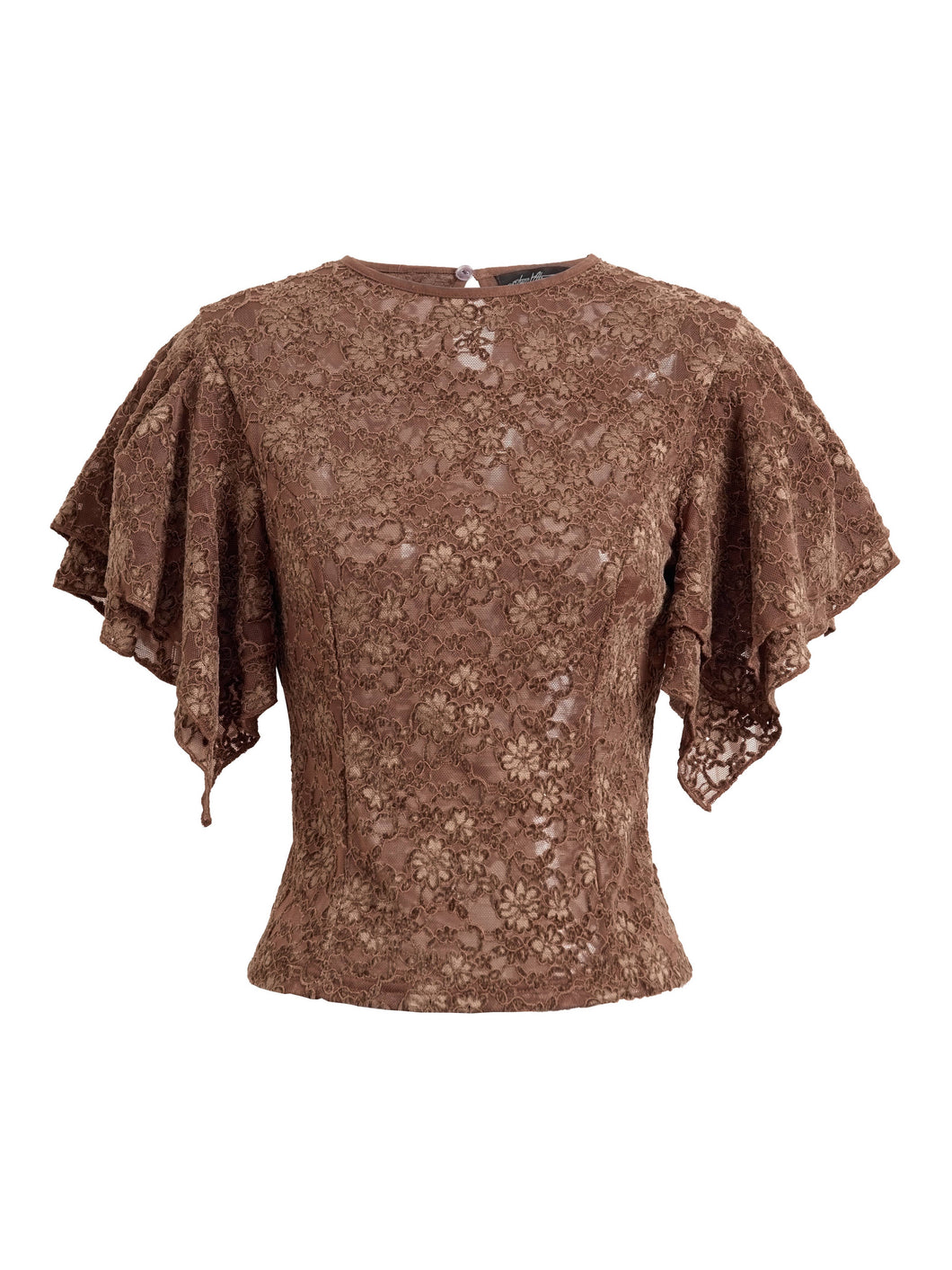 Brown Lace Ruffle Layered Top