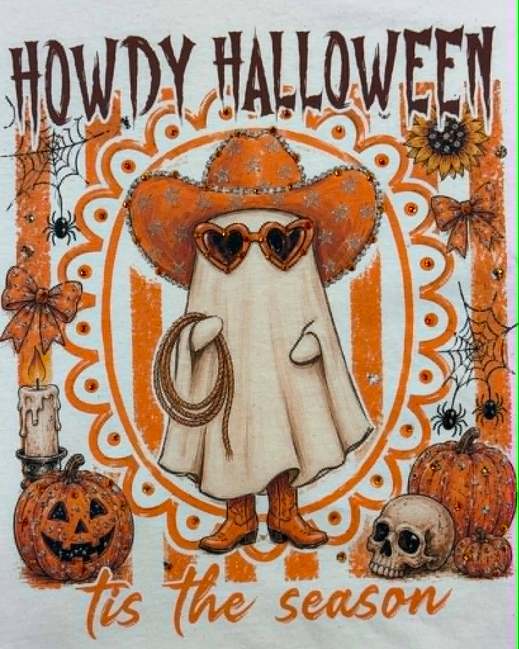 Natural Howdy Halloween Cowboy Ghost Tee