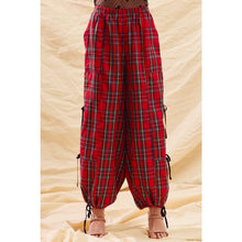 CHRISTMAS CHECKERED PLAID JOGGER TRACK PANTS: RED CHECK / M
