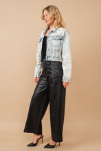 Light Wash Acid Washed Shoulder Beading Denim Jacket