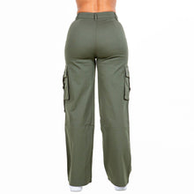 Olive Wide Leg Cargo Pocket Pants