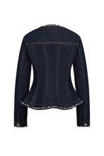 Dark Blue Aurelie Denim Studded Peplum Jacket
