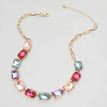 Multi Cushion Rectangular Stone Cluster Link Evening Necklace