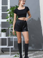 Black Short Sleeve Square Neck Slim Fit Casual Crop Top