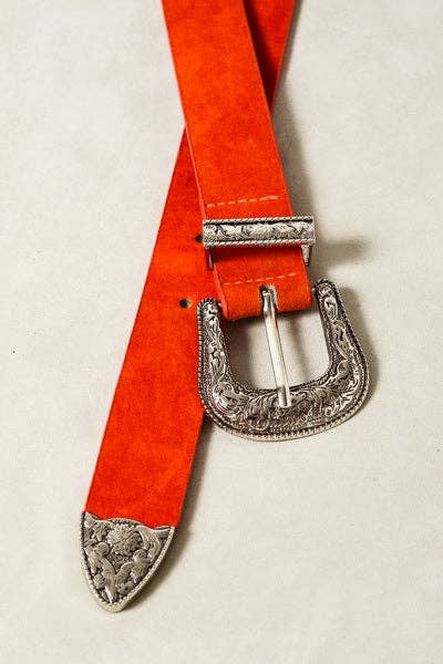 Burnt Orange Western Buckle Belt