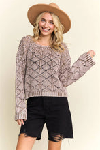 LONG SLEEVE DIAMOND KNIT SWEATER - CESW3862: CHARCOAL / S-M-L(2-2-2)