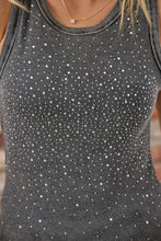 Black Ribbed Rhinestone Embellished Tank Top