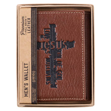 Wallet Leather Brown Names of Jesus Cross