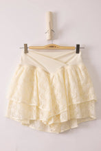 Cream Double Layered Hem Lace Activewear Shorts