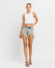 Cement Super High Rise Distressed Vervet Shorts