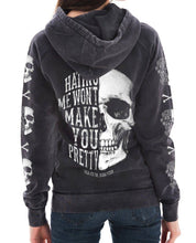Hating Me Skull Mineral Wash Pullover Hoodie: L
