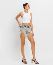 Cement Super High Rise Distressed Vervet Shorts