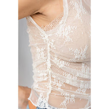 Ivory Lace Sleeveless See Through Veveret Top