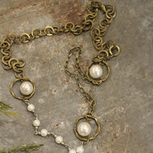 Mixed Metals Adorned With Pearls & Snowflakes Pendant Necklace