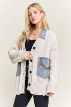 Ivory Distressed Ribbed Knit Cardigan