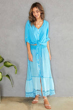 Turquoise Braided Floral Maxi Venti Skirt