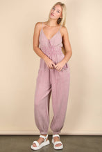Mauve Mineral Washed Cotton Gauze Casual Jumpsuit