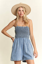 Denim Smocking Top Romper