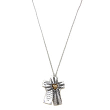 John 3:16 Bible Reversible Cross Pendant 30" Necklace: Silver Heart