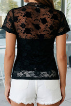 Black Sheer Floral Lace Mesh Mock Neck Long Sleeve Top