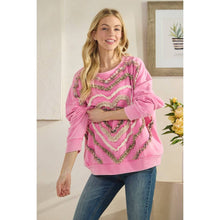 Bubble Gum Washed Heart Patchwork Oli+Hali Knit Pullover