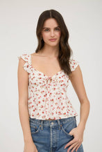 Off White Multi Floral Clip Dot Front Tie Cutout Crop Top