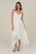 Ivory Twist Front Hanky Hem Lace Maxi Dress