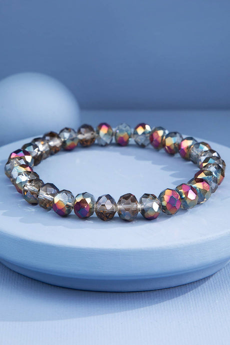 Fire Opal Aura Glass Beaded Bracelet:
