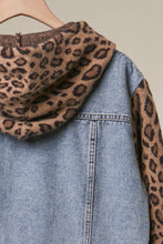 Cheetah Denim Vest with Animal Print Sleeves and Hoodie