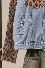 Cheetah Denim Vest with Animal Print Sleeves and Hoodie
