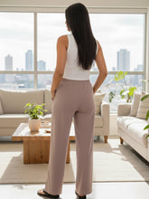 Drawstring waist wide leg minimalist pants: Grey / L