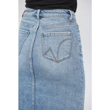 Wild Blue High Waist Distressed Mica Midi Skirt