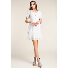 Cream Short Sleeve Dress with Lace Details