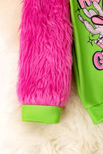 Howdy Grinchmas" Green and pink faux fur sleeve Christmas