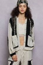 Black Balloon sleeves lace floral knit hoodie POL jacket